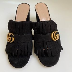 Gucci Marmont Suede Kiltie Mule